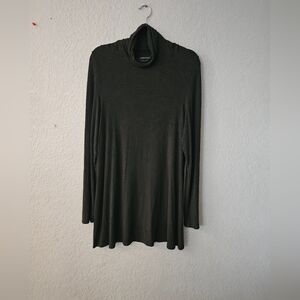 Eileen Fisher Large Black Viscose Tunic top Turtleneck Mini Dress